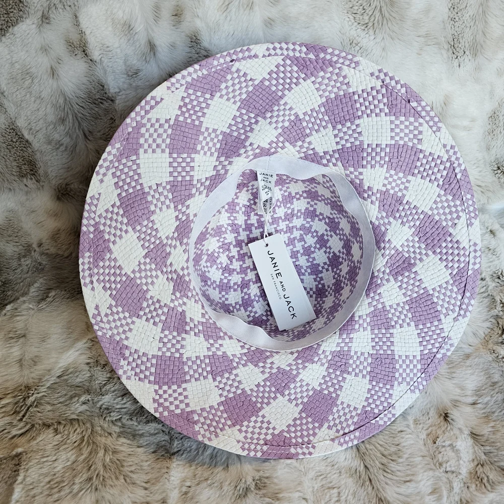 Janie and Jack Pink and White Kids Hat 4/5‎ y/o